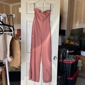 Missguided Strapless Blush Jumpsuit
